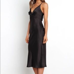 Petal & Pup 'Kylen' Black Cross- Back Slip Dress